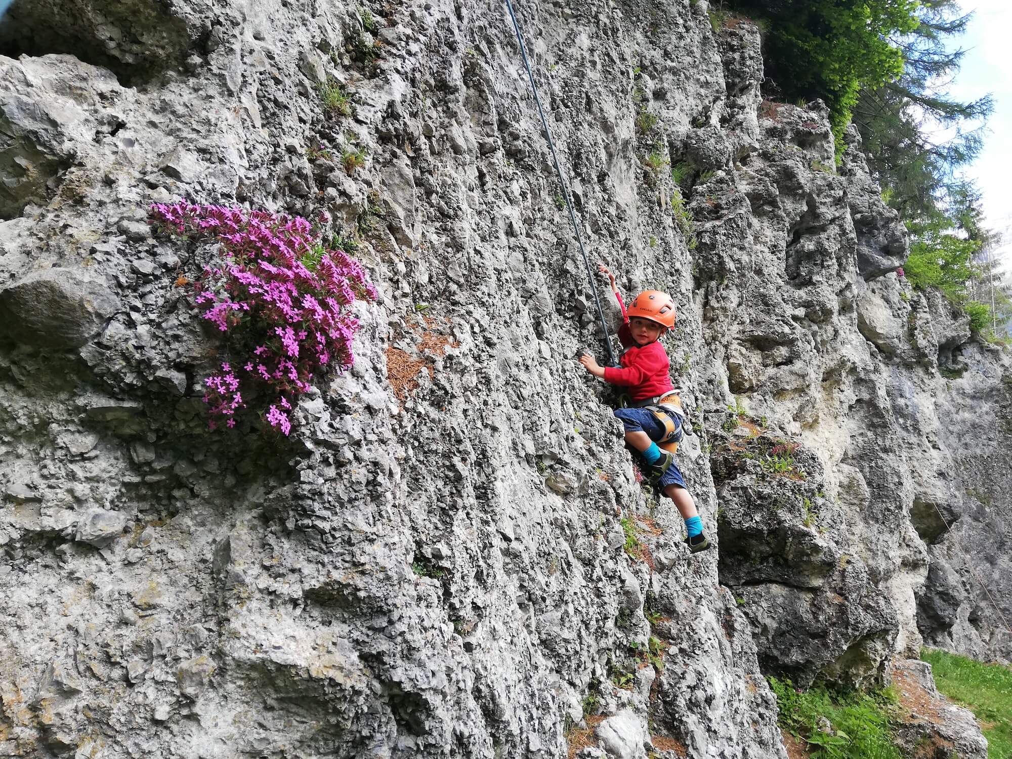 Rock climbing on Fontanella natural wall